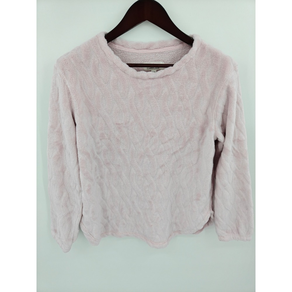 Cuddl Duds Womens Blush Pink Plush Fleece Embossed Diamond Top 316255 Size M